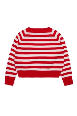 Knitwear>MAX&Co. Wool crew-neck pullover with stripes red