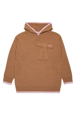 Knitwear>N°21 Wool-blend hooded sweater buckthorn brown