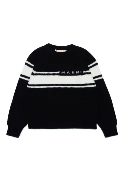 Knitwear | Knitwear>MARNI Wool-blend pullover with stripes black