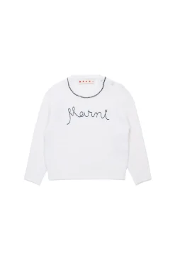 Knitwear>MARNI Wool-cashmere blend crew-neck sweater natural white