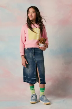 Skirts>N°21 Worn-effect denim skirt blue denim