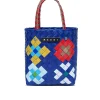 Bags And Backpacks>MARNI Woven Blossom Macro bag bright bluette