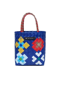 Bags And Backpacks>MARNI Woven Blossom Macro bag bright bluette
