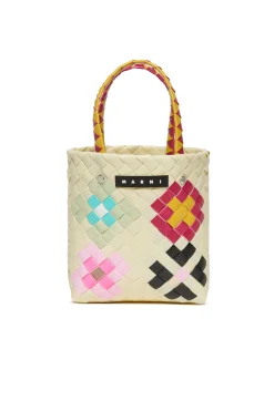 Bags And Backpacks>MARNI Woven Blossom Macro bag natural beige