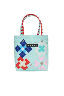 Bags And Backpacks>MARNI Woven Blossom Macro bag light bluette