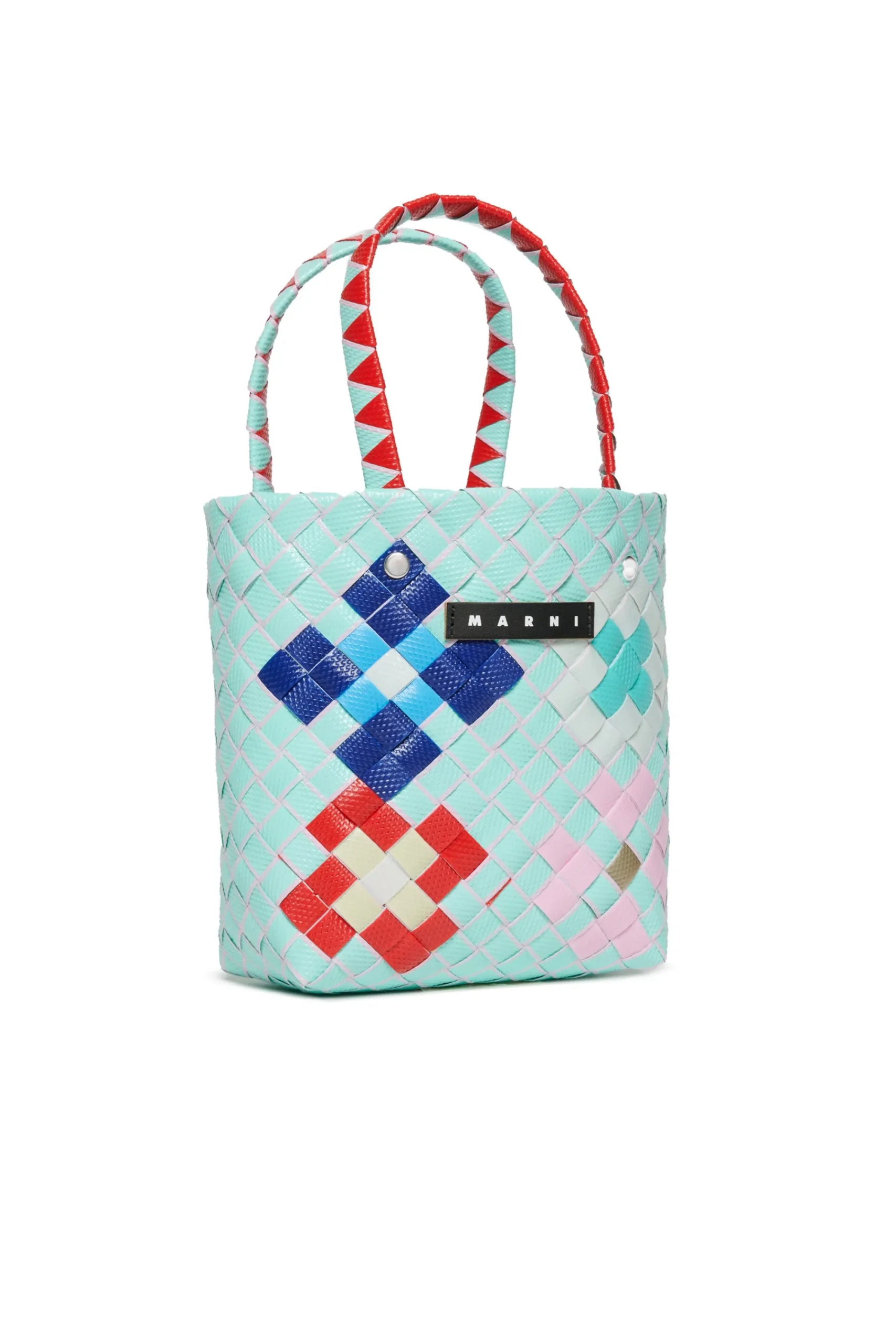 Bags And Backpacks>MARNI Woven Blossom Macro bag light bluette