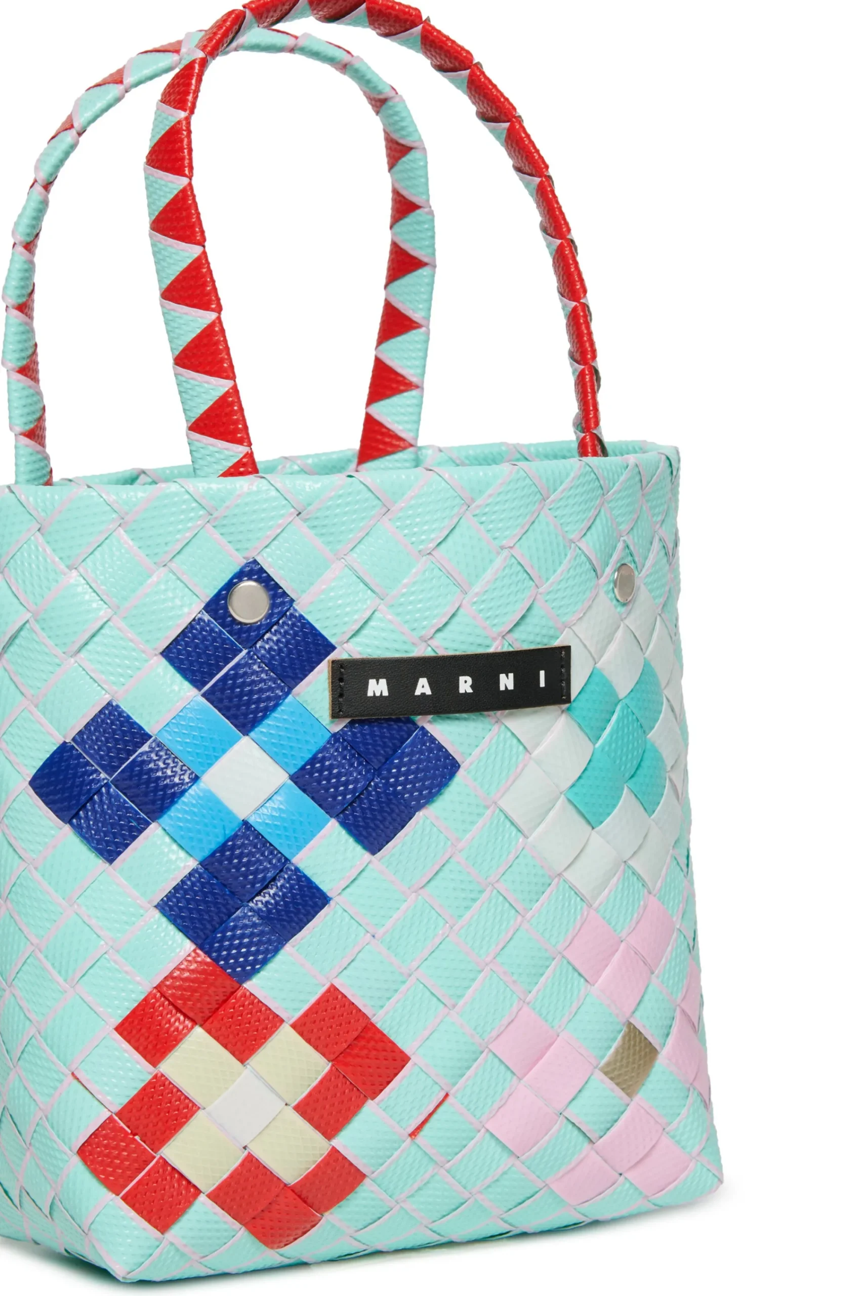 Bags And Backpacks>MARNI Woven Blossom Macro bag light bluette