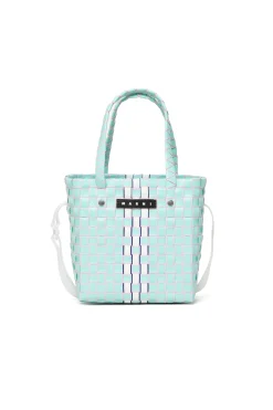 Bags And Backpacks>MARNI Woven Box Basket bag turquoise