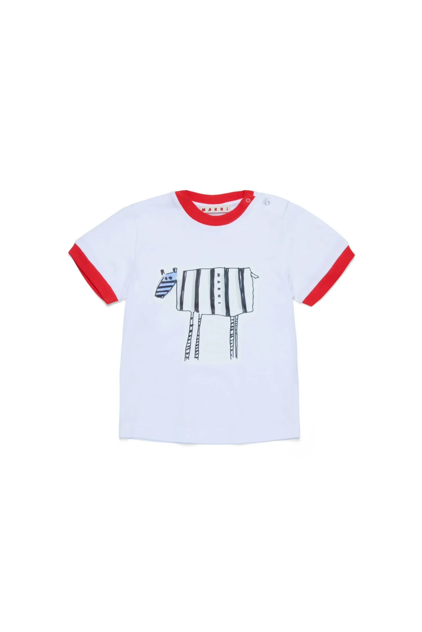 T-Shirts>MARNI Zebra print T-shirt white