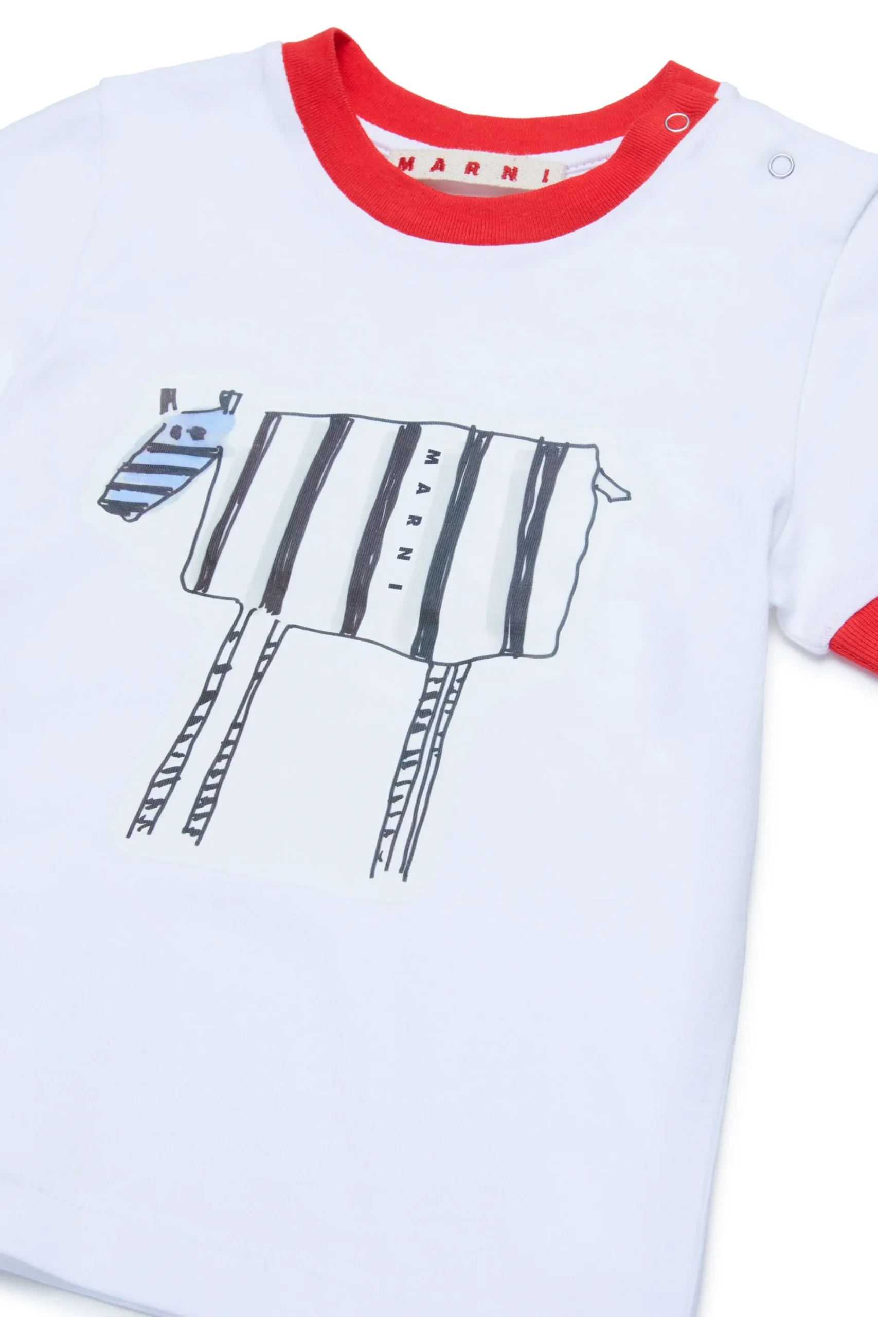 T-Shirts>MARNI Zebra print T-shirt white